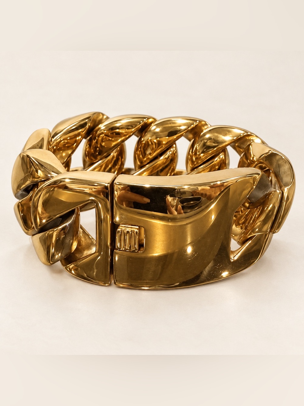 Chunky Gold Tone Sculptural Chain Link Bracelet